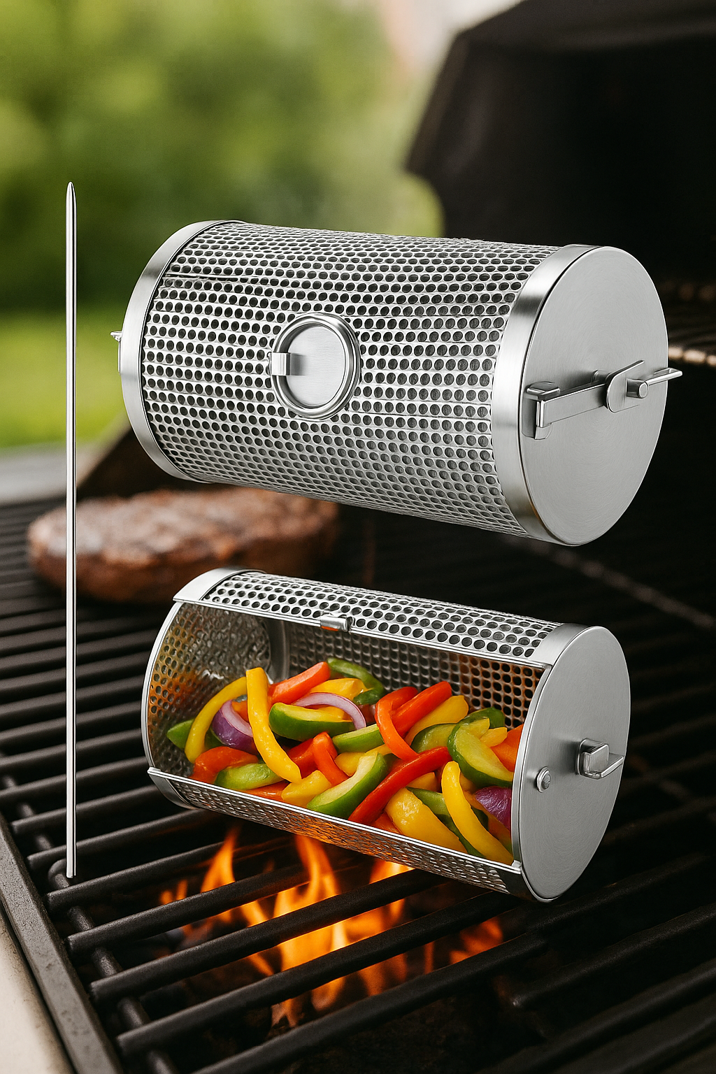 ✅ Panier Rotatif BBQ – Maîtrisez la Cuisson au Gril comme un Pro !