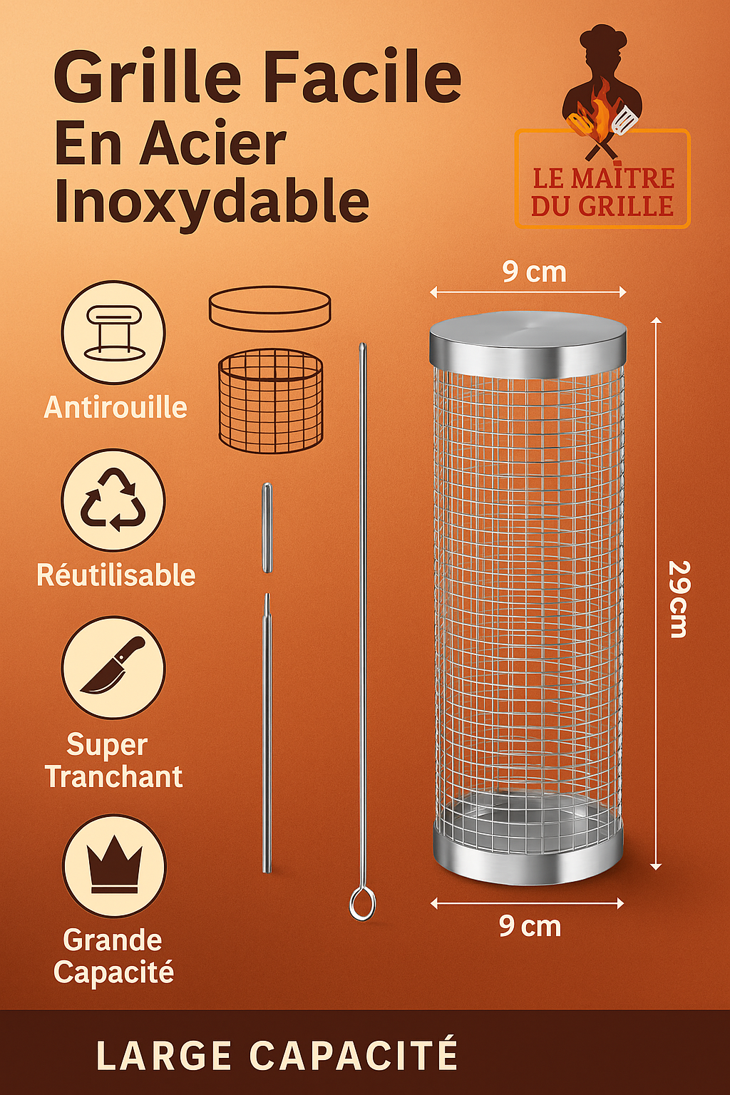 ✅ Panier Rotatif BBQ – Maîtrisez la Cuisson au Gril comme un Pro !